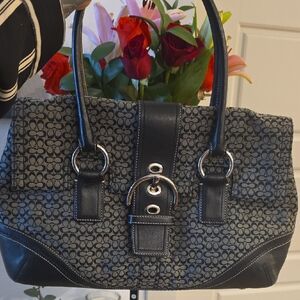 Coach Soho Signature Jaquard Black and Gray Signature Shoulder Bag NWOT 2007